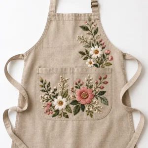 Embroidered Linen Apron